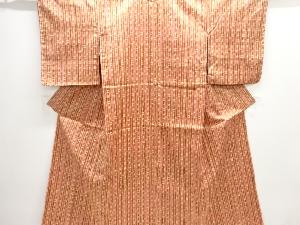 縞に井桁模様織り出し手織り紬着物